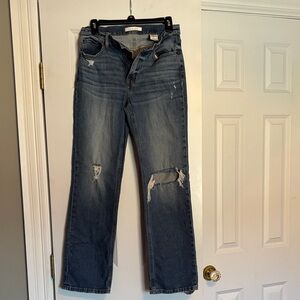 Eunina Blue Distressed Straight Leg Jeans